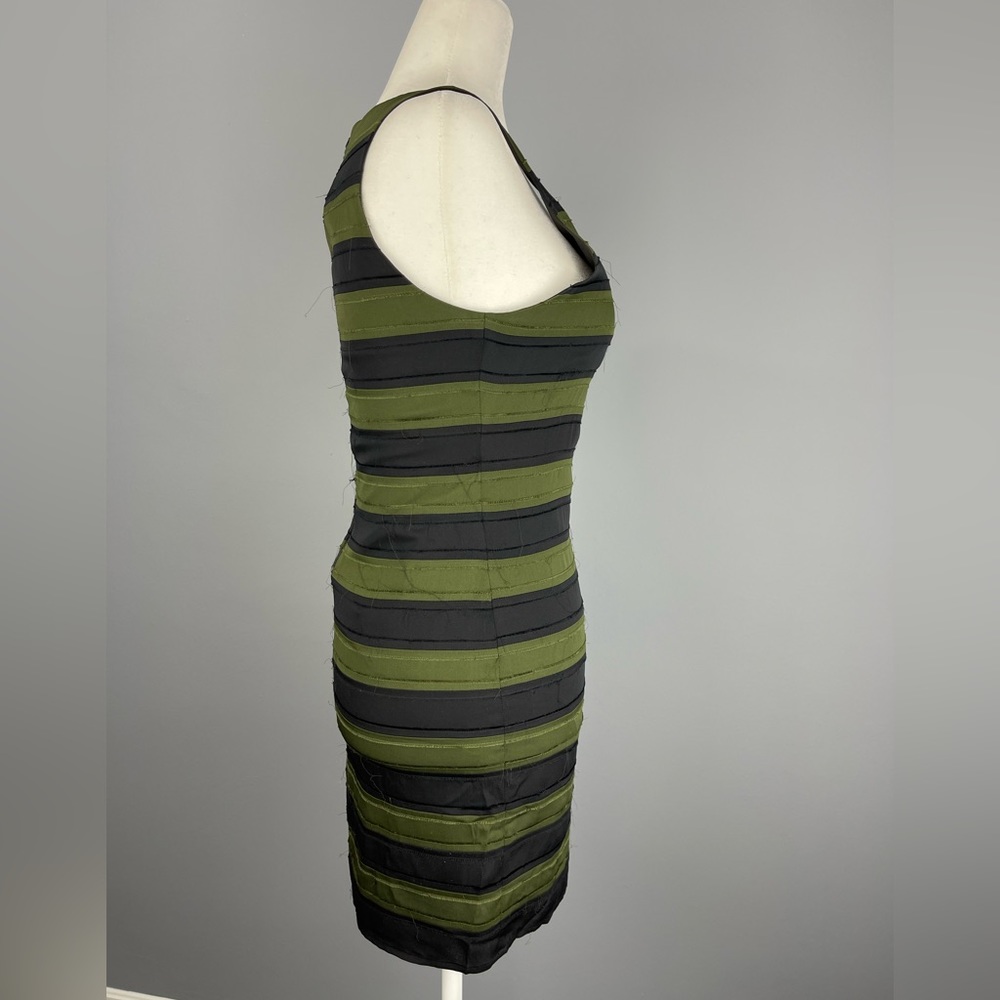 ALICE + OLIVIA • Black & Olive Green Tank Dress Zipper in back Size 4 Dressy - Picture 2 of 8